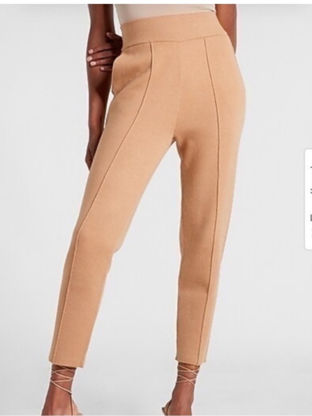 Express XS-S Fit Knit Camel Ponte Ankle Slim Pull-On Pants